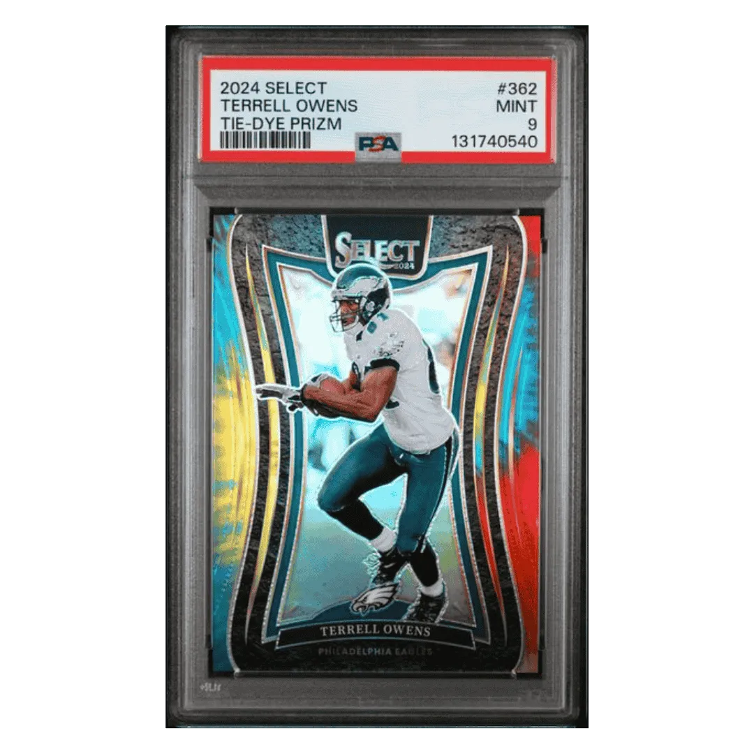 Terrell Owens PSA 9 2024 Panini Select Tie-Dye Prizm #d/ 25 Card #362