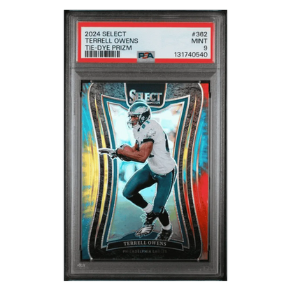 Terrell Owens PSA 9 2024 Panini Select Tie-Dye Prizm #d/ 25 Card #362