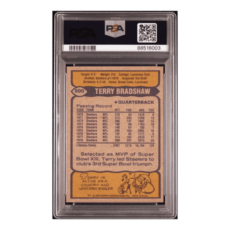 Terry Bradshaw PSA 8 1979 Topps Card #500