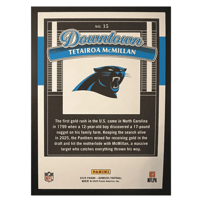 Tetairoa McMillan 2025 Panini Donruss Downtown Rookie RC Card #15