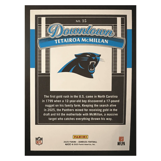 Tetairoa McMillan 2025 Panini Donruss Downtown Rookie RC Card #15