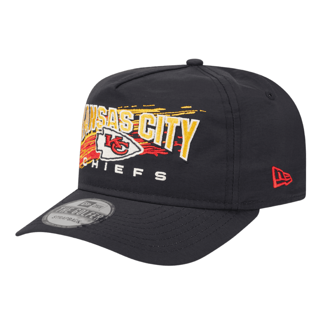 Kansas City Chiefs Throwback Brush New Era Black Adjustable Hat