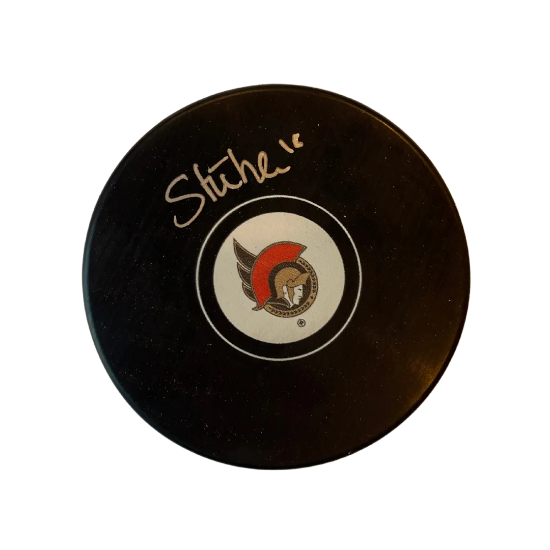 Tim Stützle Ottawa Senators Autographed Logo Puck - AJ Sports COA