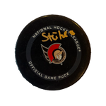 
Tim Stützle Ottawa Senators Autographed Official Game Puck - AJ Sports COA — Front