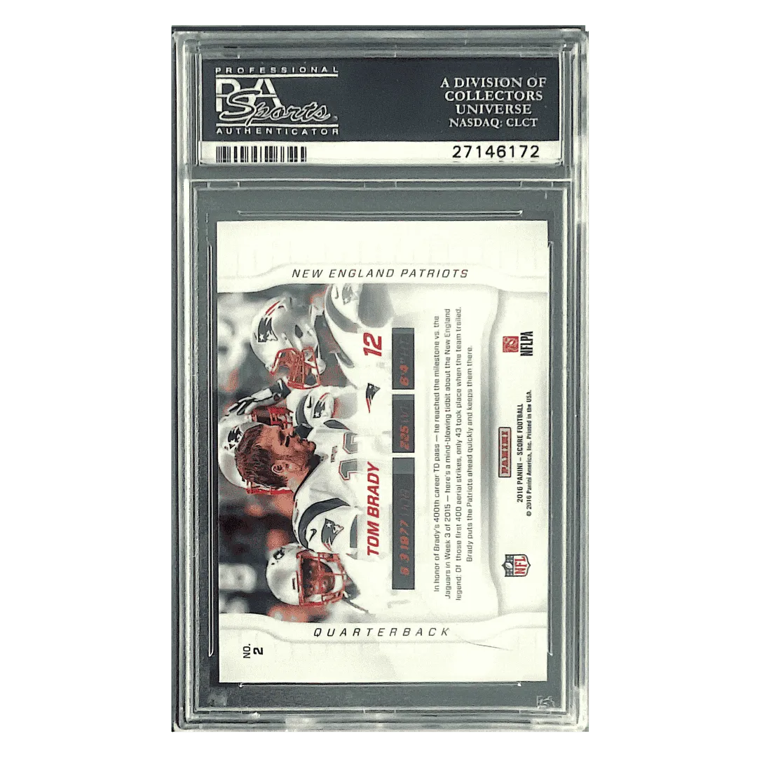 Tom Brady PSA 10 2016 Panini Score Sidelines Card #2