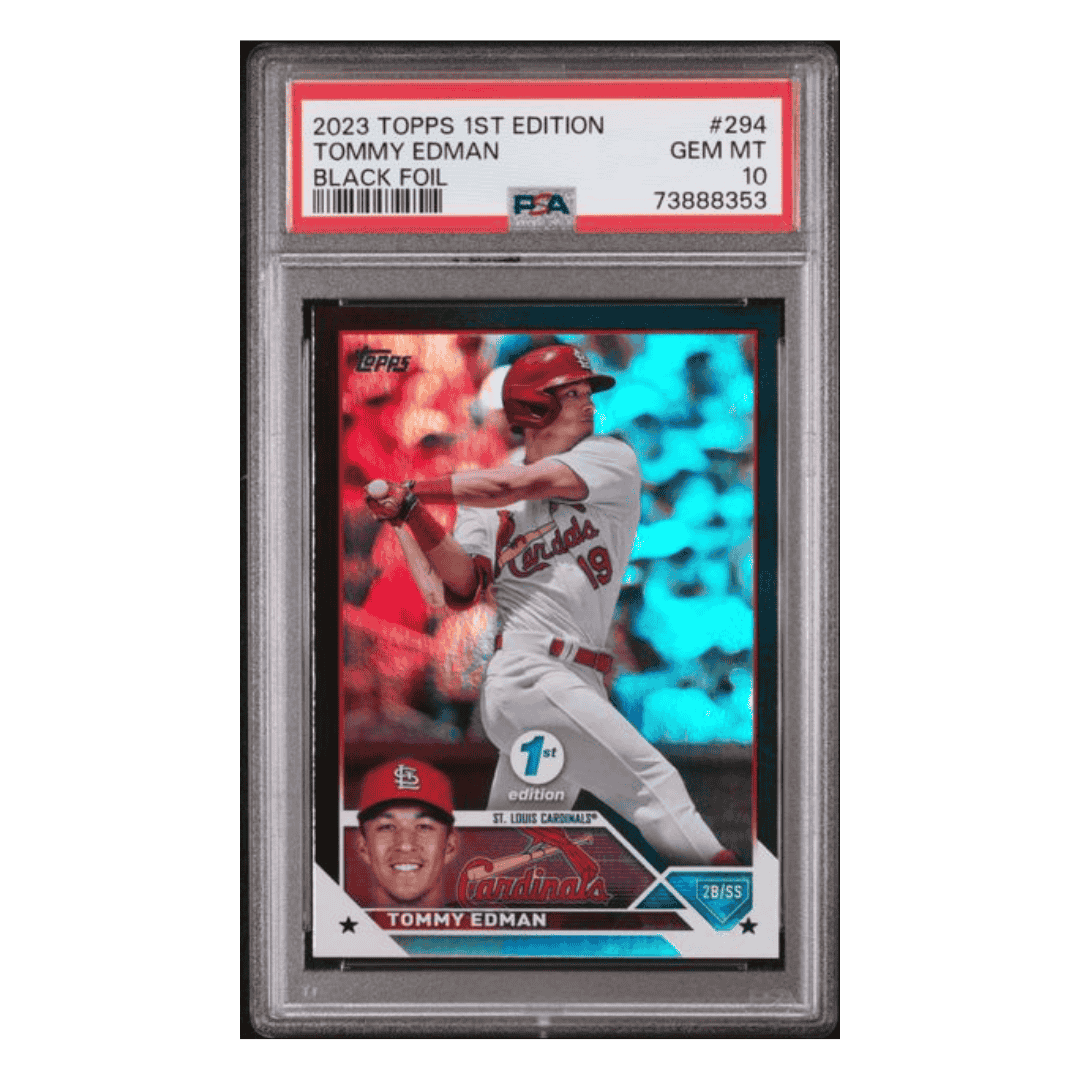 Tommy Edman PSA 10 2023 Topps 1st Edition Black Foil #d/ 25 Card #294