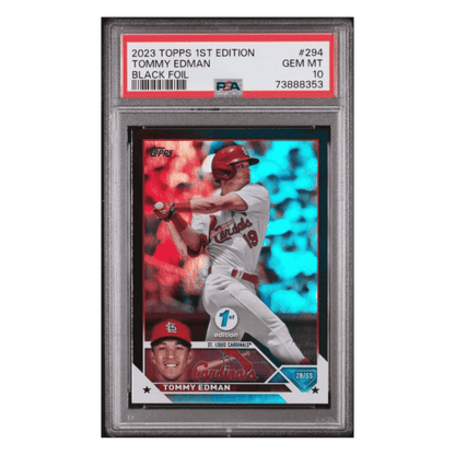 Tommy Edman PSA 10 2023 Topps 1st Edition Black Foil #d/ 25 Card #294