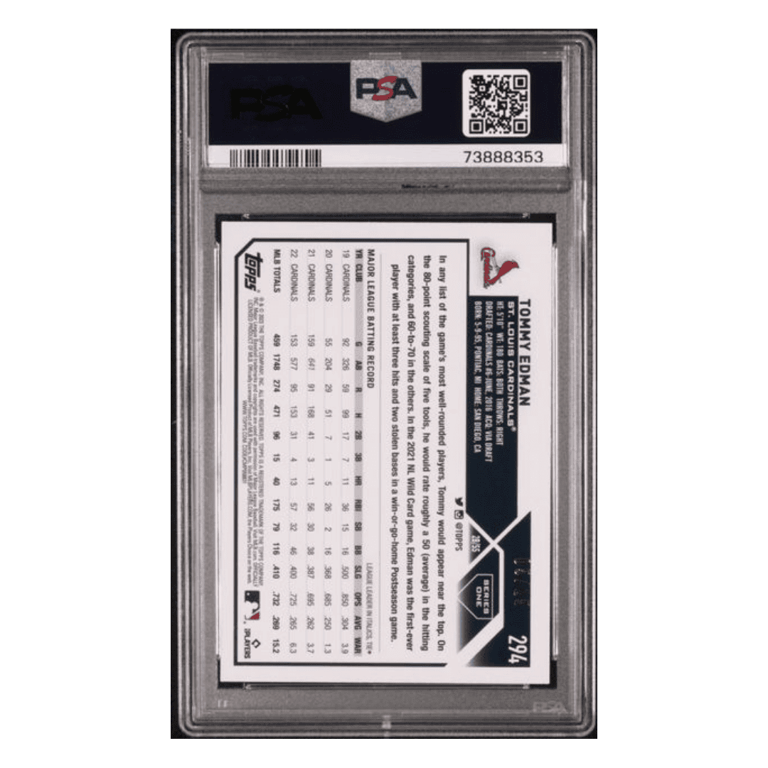 Tommy Edman PSA 10 2023 Topps 1st Edition Black Foil #d/ 25 Card #294