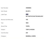 
Tony LaRussa PSA 6 1964 Topps Card