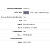 Trae Young PSA 10 2018 Panini Donruss Rated Rookie Card #198