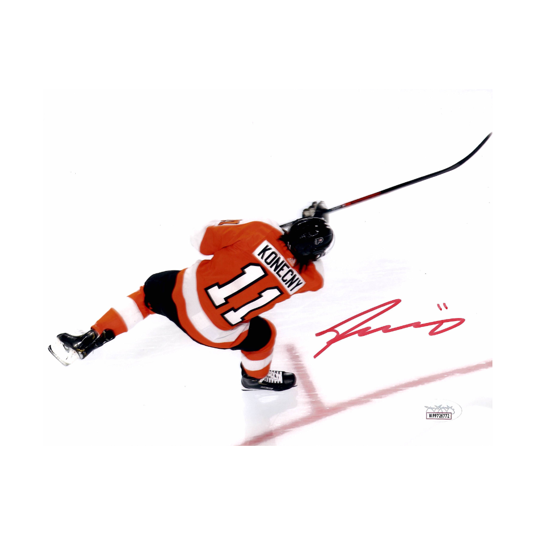 Travis Konecny Philadelphia Flyers Autographed Shooting Photo - JSA COA