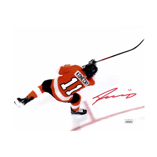 Travis Konecny Philadelphia Flyers Autographed Shooting Photo - JSA COA