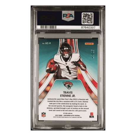 Travis Etienne Jr PSA 9 2022 Panini Contenders Optic Up and Coming Black Scope #d/ 25 Card #UC9