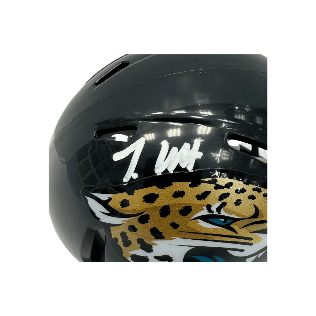 Travis Hunter Jacksonville Jaguars Autographed Mini Speed Helmet - Beckett COA