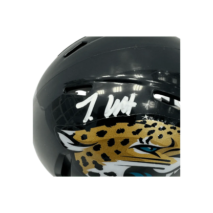 Travis Hunter Jacksonville Jaguars Autographed Mini Speed Helmet - Beckett COA