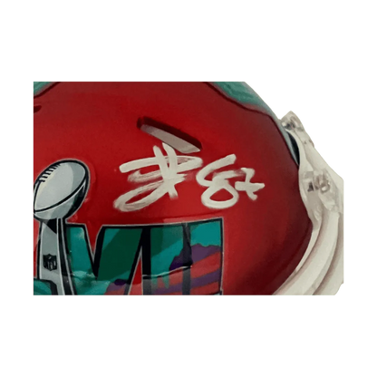 Travis Kelce Kansas City Chiefs Autographed Super Bowl LVII Mini Speed Helmet - Beckett COA