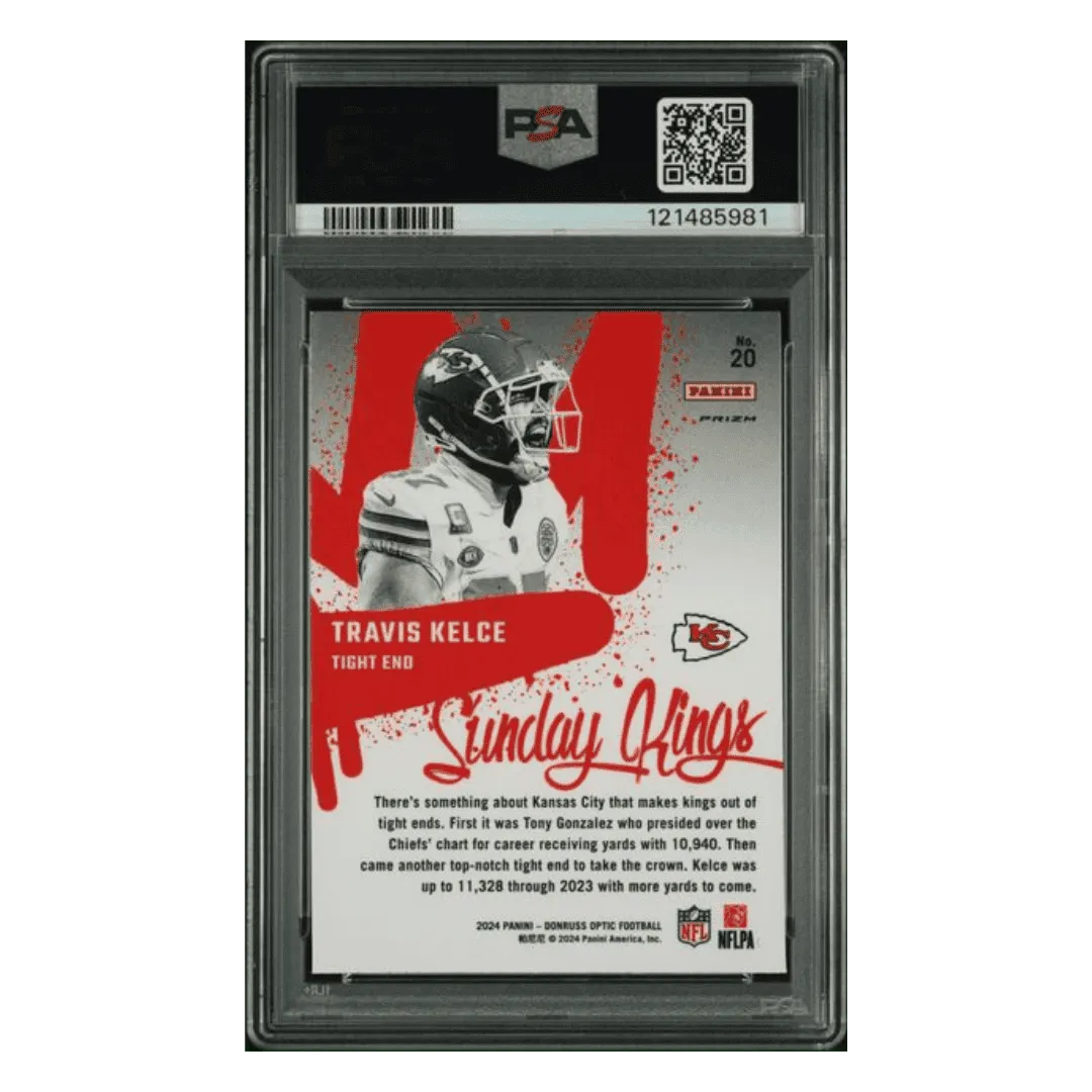 Travis Kelce PSA 9 2024 Panini Donruss Optic Sunday Kings Card #20