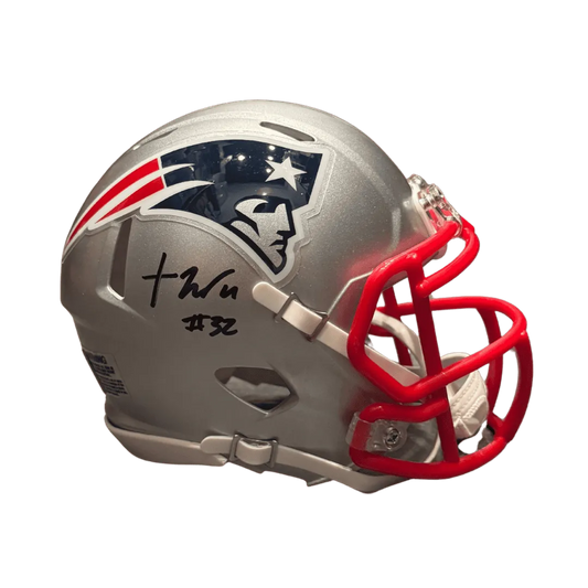 TreVeyon Henderson New England Patriots Autographed Mini Speed Helmet - Prova COA
