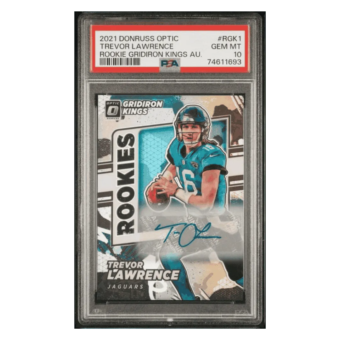 Trevor Lawrence PSA 10 2021 Donruss Optic Rookie Gridiron Kings Autographed #d/ 99 Card #RGK1