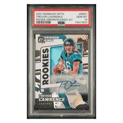 Trevor Lawrence PSA 10 2021 Donruss Optic Rookie Gridiron Kings Autographed #d/ 99 Card #RGK1