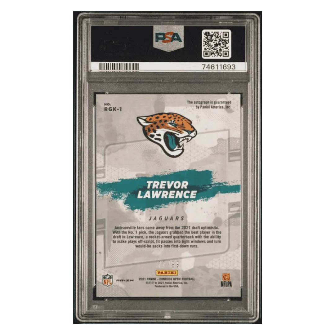 Trevor Lawrence PSA 10 2021 Donruss Optic Rookie Gridiron Kings Autographed #d/ 99 Card #RGK1