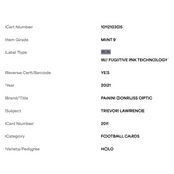 Trevor Lawrence PSA 9 2021 Panini Donruss Optic Holo Rated Rookie Card #201