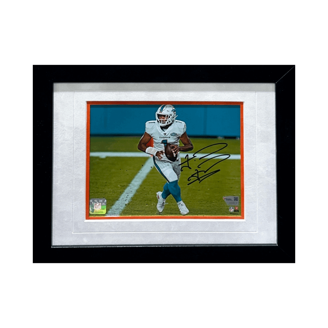 Tua Tagovailoa Miami Dolphins Autographed Framed 8x10 Photo - Fanatics COA