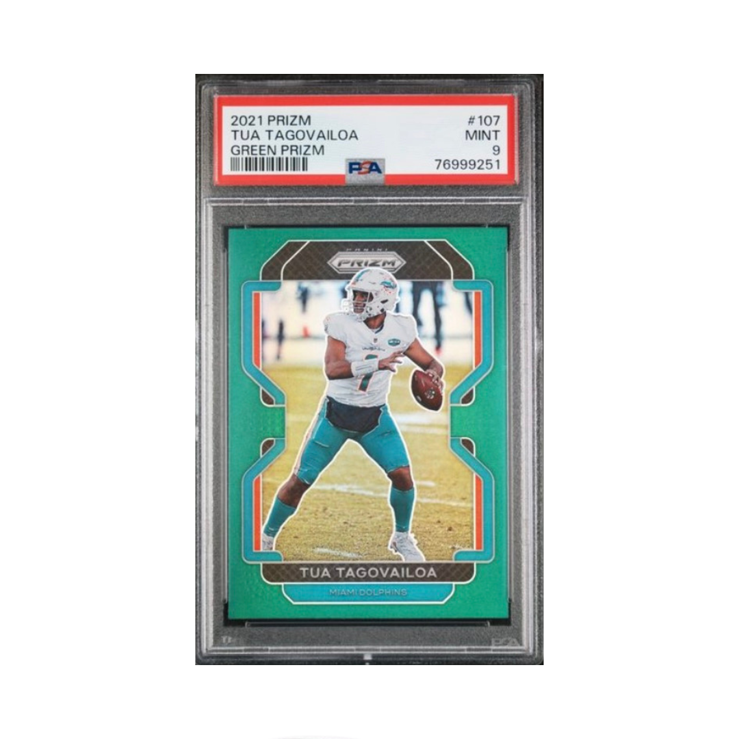 Tua Tagovailoa PSA 9 MINT 2021 Panini Green Prizm #107