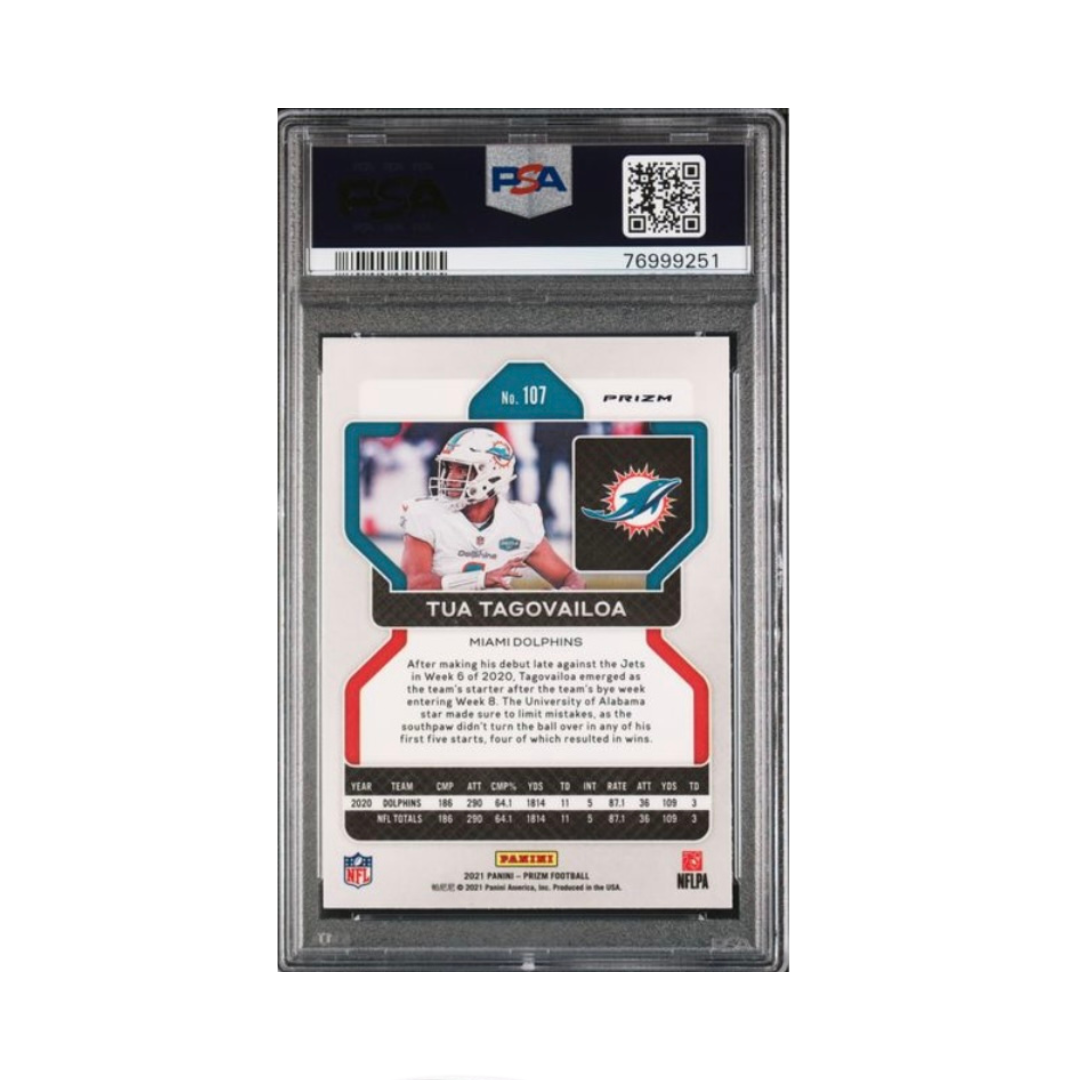 Tua Tagovailoa PSA 9 MINT 2021 Panini Green Prizm #107