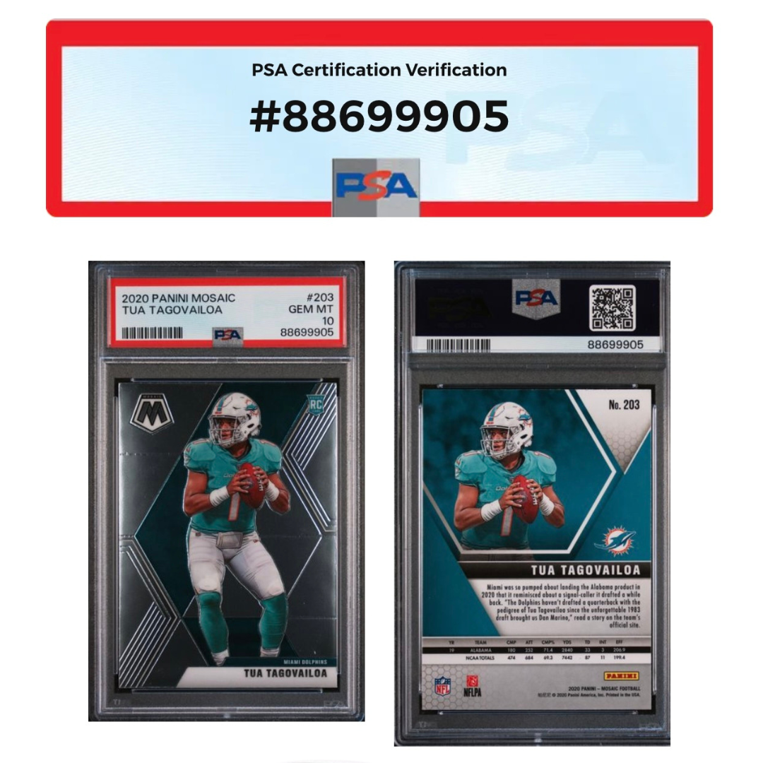 Tua Tagovailoa PSA 10 2020 Panini Mosaic Rookie RC #203