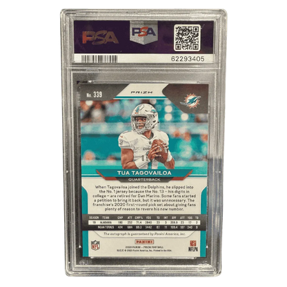 Tua Tagovailoa PSA 9 2020 Panini Prizm Autograph Green Scope Rookie RC #d/ 75 Card #339
