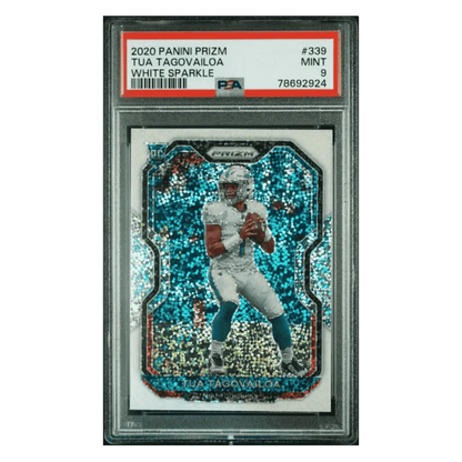 Tua Tagovailoa PSA 9 2020 Panini Prizm White Sparkle Rookie RC SSP Card #339