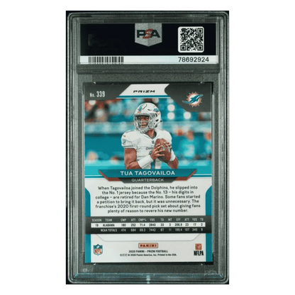 Tua Tagovailoa PSA 9 2020 Panini Prizm White Sparkle Rookie RC SSP Card #339