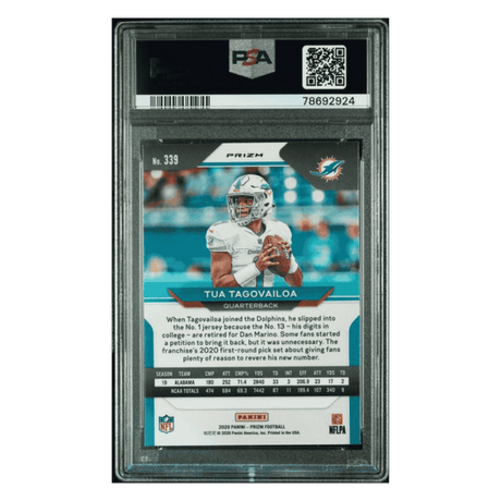 Tua Tagovailoa PSA 9 2020 Panini Prizm White Sparkle Rookie RC SSP Card #339