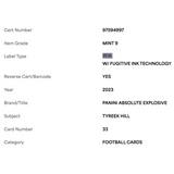 Tyreek Hill PSA 9 2023 Panini Absolute Explosive Card #33