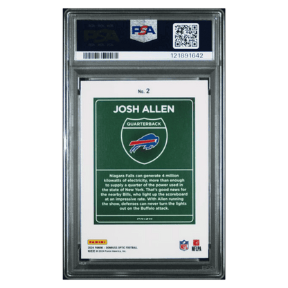 Josh Allen PSA 9 2024 Panini Donruss Optic Downtown! Card #2