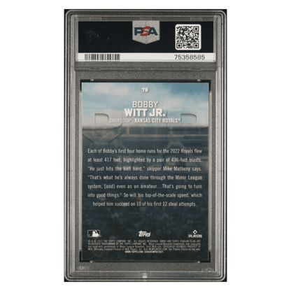 Bobby Witt Jr PSA 10 2022 Topps Stadium Club Chrome Dynasty & Destiny Wave Refractor Card #7B