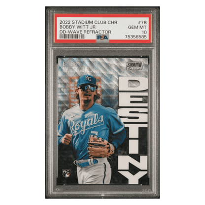 Bobby Witt Jr PSA 10 2022 Topps Stadium Club Chrome Dynasty & Destiny Wave Refractor Card #7B