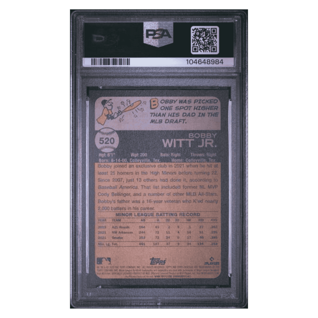 Bobby Witt Jr PSA 10 2022 Topps Heritage Rookie RC Card #520