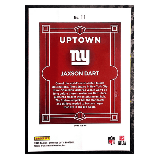 Jaxson Dart 2025 Panini Donruss Optic Uptown Rookie RC Card #11