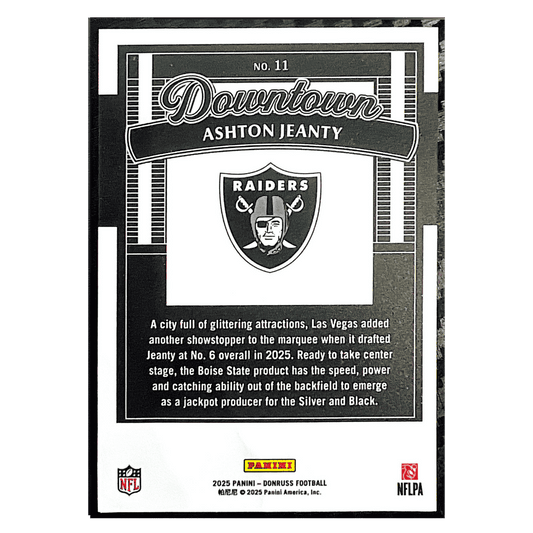 Ashton Jeanty 2025 Panini Donruss Downtown Rookie RC Card #11
