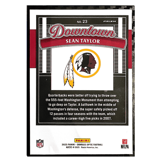 Sean Taylor 2025 Panini Donruss Optic Downtown Card #23
