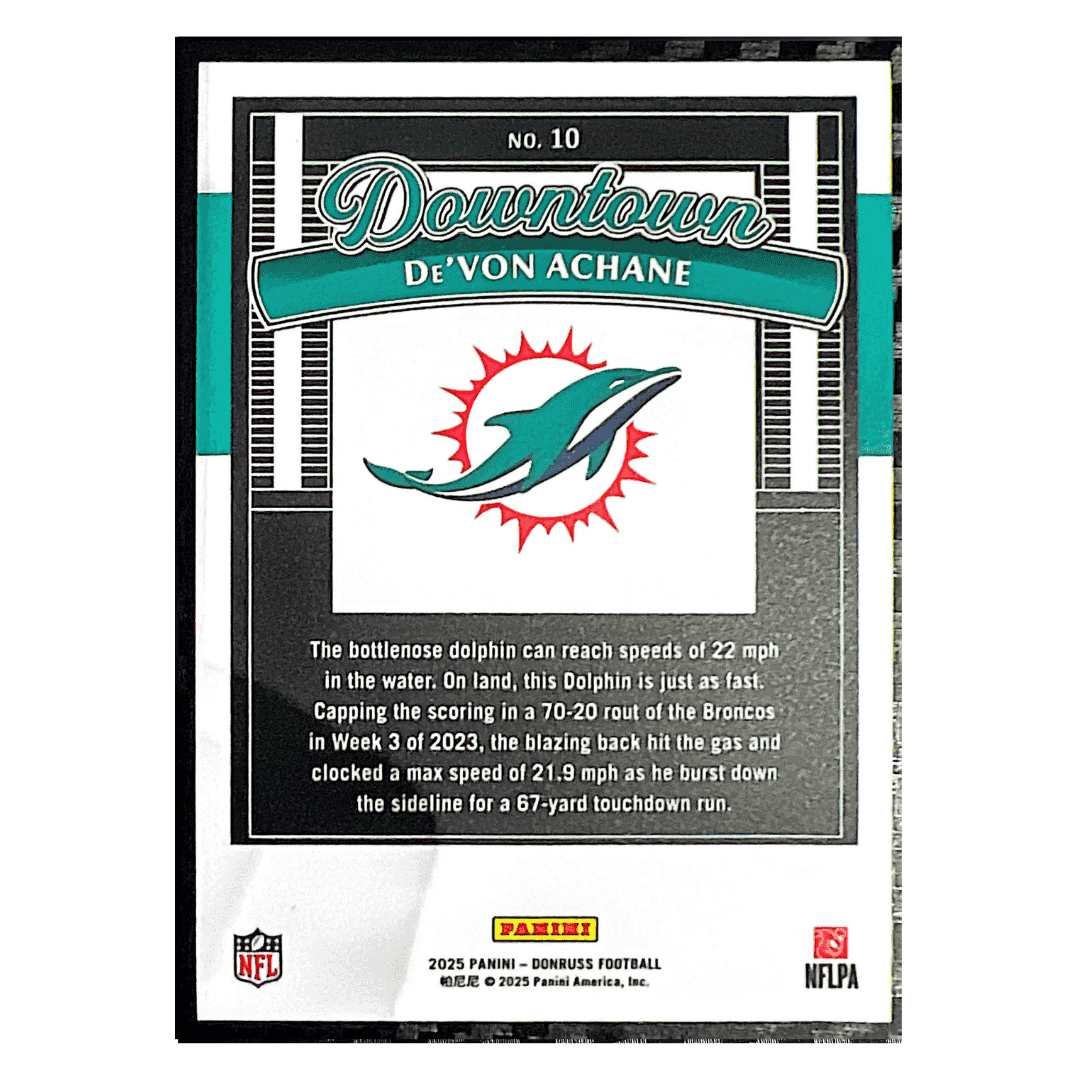 De'Von Achane 2025 Panini Donruss Downtown Card #10