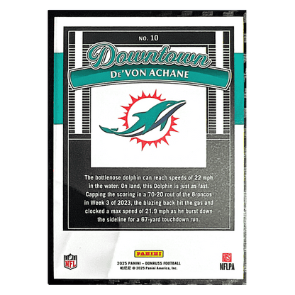 De'Von Achane 2025 Panini Donruss Downtown Card #10