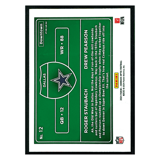 Roger Staubach & Drew Pearson 2024 Panini Donruss Optic Downtown Card #12