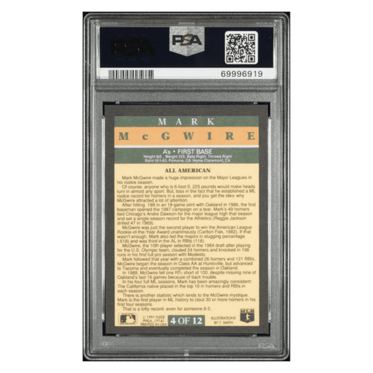 Mark McGwire PSA 9 1991 Fleer Pro Visions Card #4