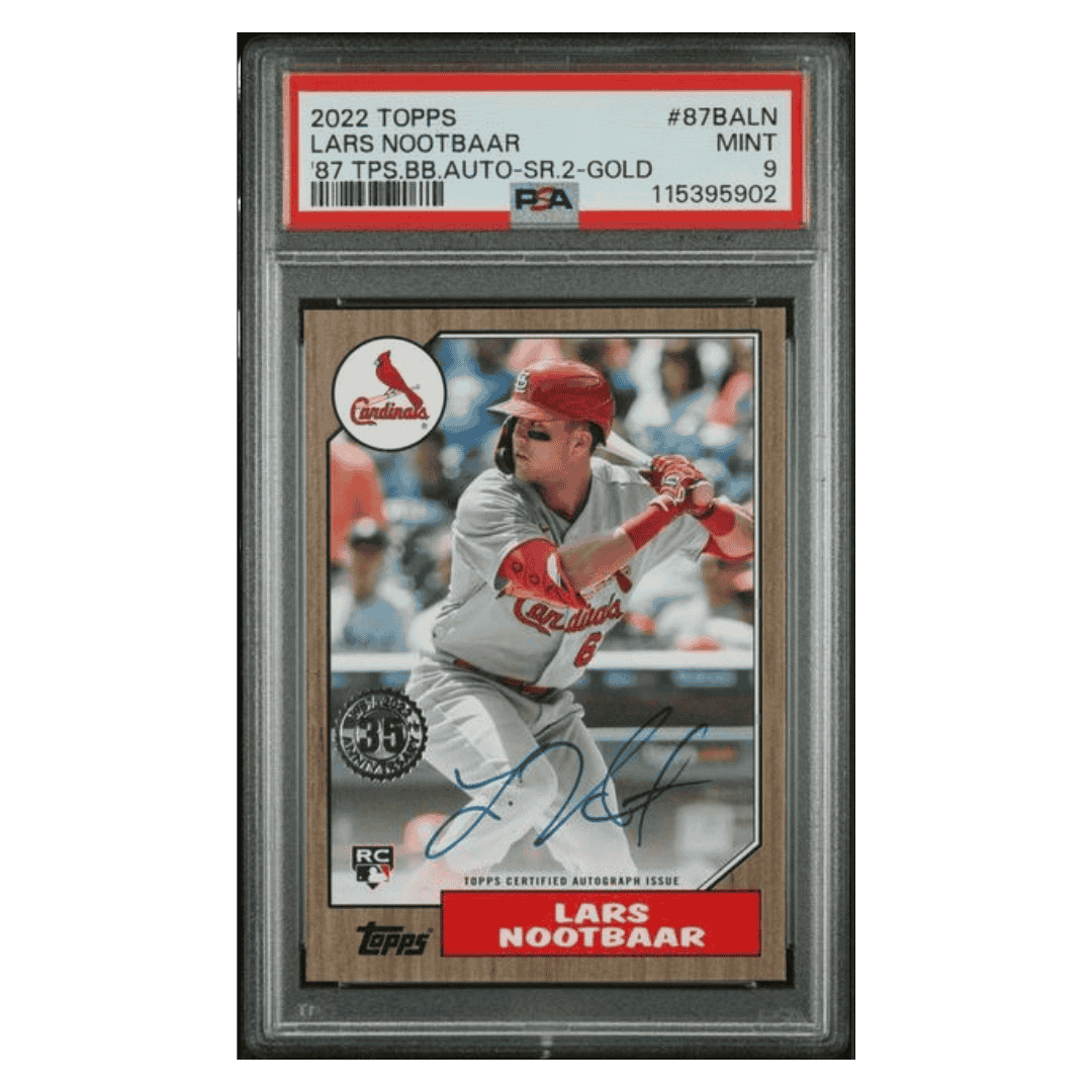 Lars Nootbaar PSA 9 2022 Topps '87 Topps Certified Autograph Issue Rookie RC #d/ 50 Card #87BALN