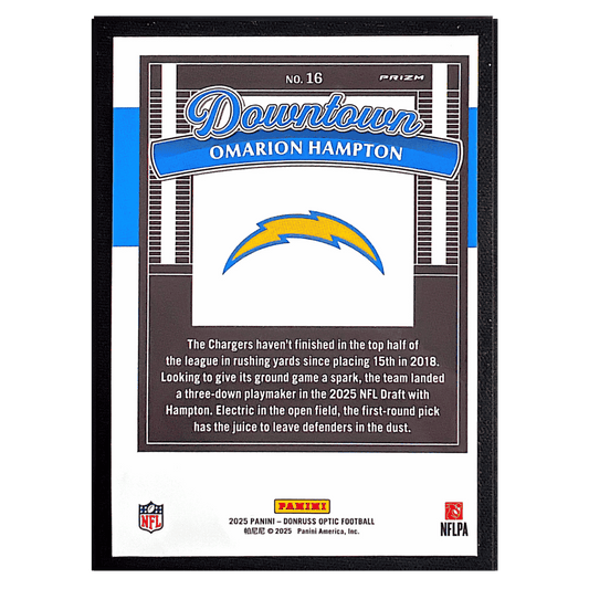Omarion Hampton 2025 Panini Donruss Optic Downtown Rookie RC Card #16