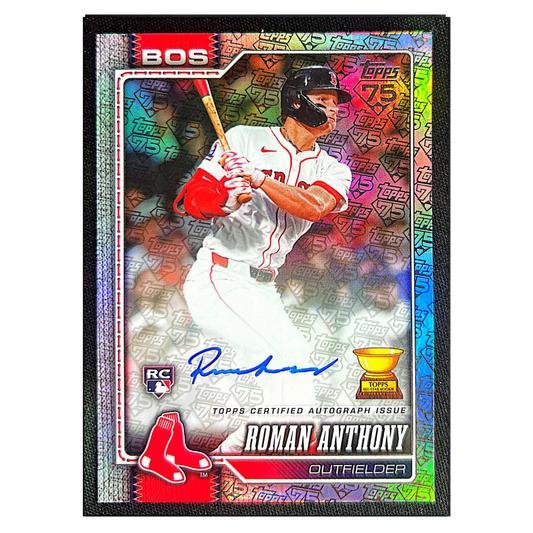Roman Anthony 2026 Topps 75th Anniversary Series 1 Flagship Real One Autographs #d/ 75 Card #189