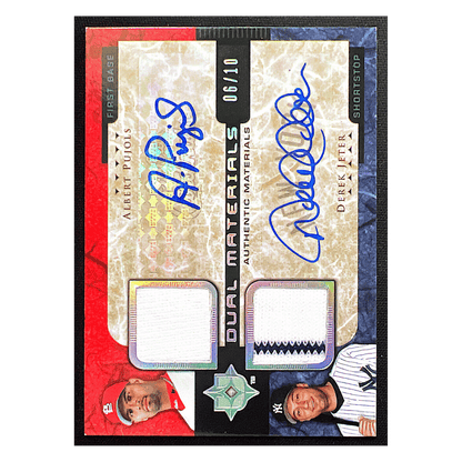Albert Pujols & Derek Jeter 2005 Upper Deck Ultimate Collection Dual Materials Game Used Autographed #d/ 10 Card #UD-PJ